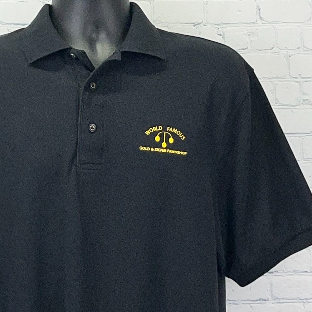 World Famous Gold & Silver Pawn Shop Polo Shirt L Large Black Pawn Stars Show